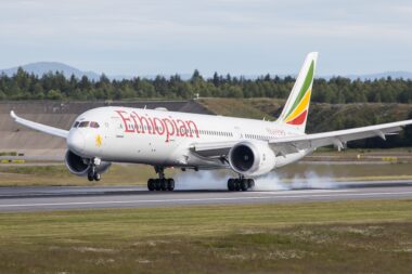 An Ethiopian Airlines Boeing 787-9 Dreamliner aircraft