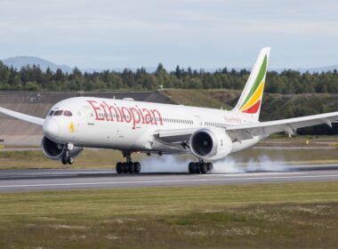 An Ethiopian Airlines Boeing 787-9 Dreamliner aircraft