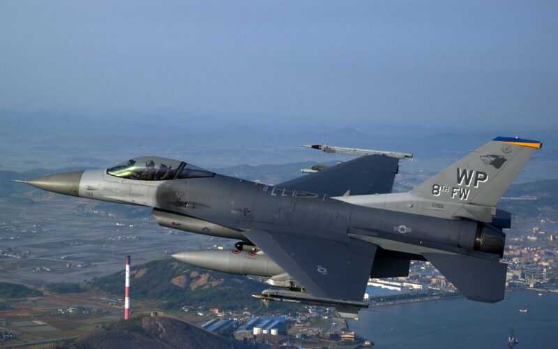An F-16 Fighting Falcon aircraft from the 8th Fighter Wing