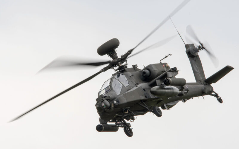 Apache Helicopter Display team demonstrating the firepower and maneuverability of the attack helicopter