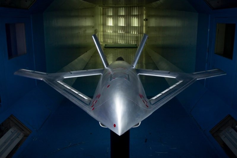 Aurora model for DARPA CRANE program in a wind tunnel
