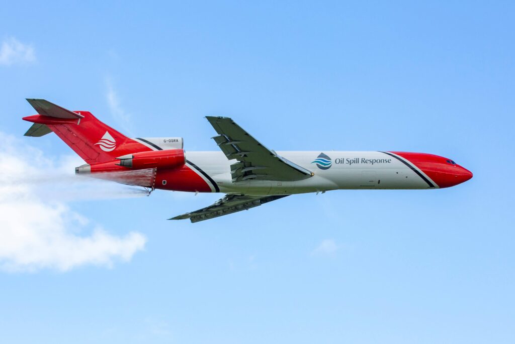 Boeing 727 in flight from Doncaster