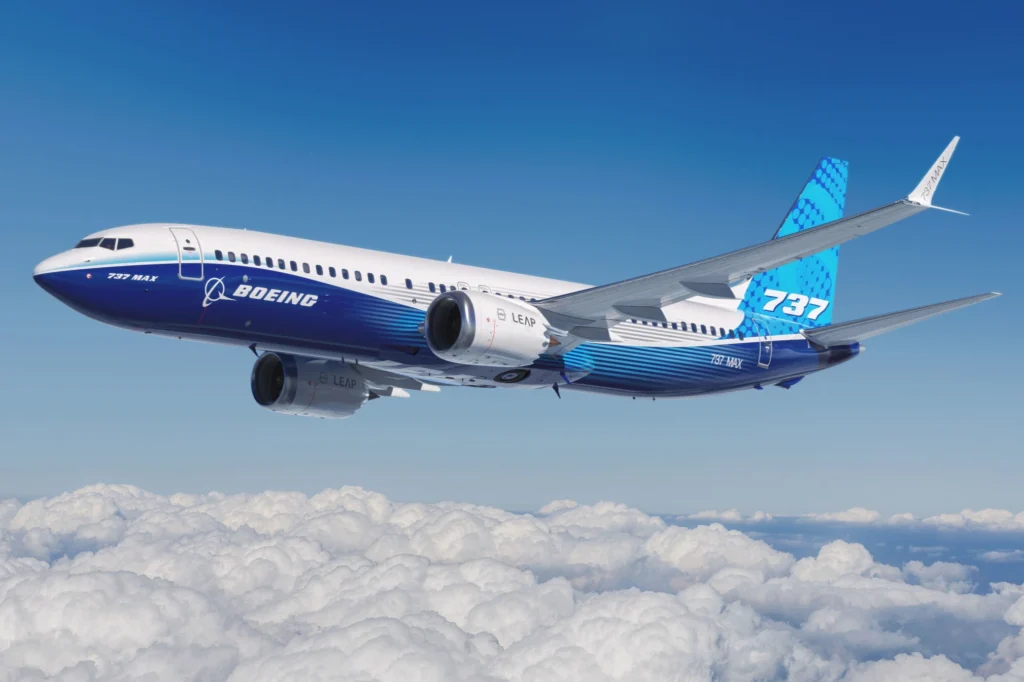 Boeing 737 MAX aircraft in flight Boeing 737 MAX aircraft in flight
