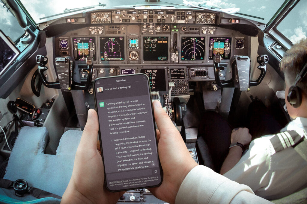 Boeing 737 landing with ChatGPT Boeing 737 landing with ChatGPT