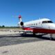 A Bombardier Challenger 604 of Salt Lake City-based Intermountain Life Flight parked at Idaho Falls Regional Airport.