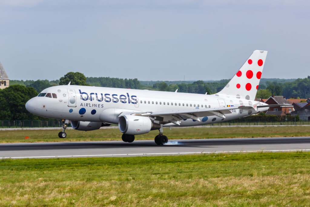 Brussels Airlines Airbus A319 airplane at Brussels Airport BRU in Belgium