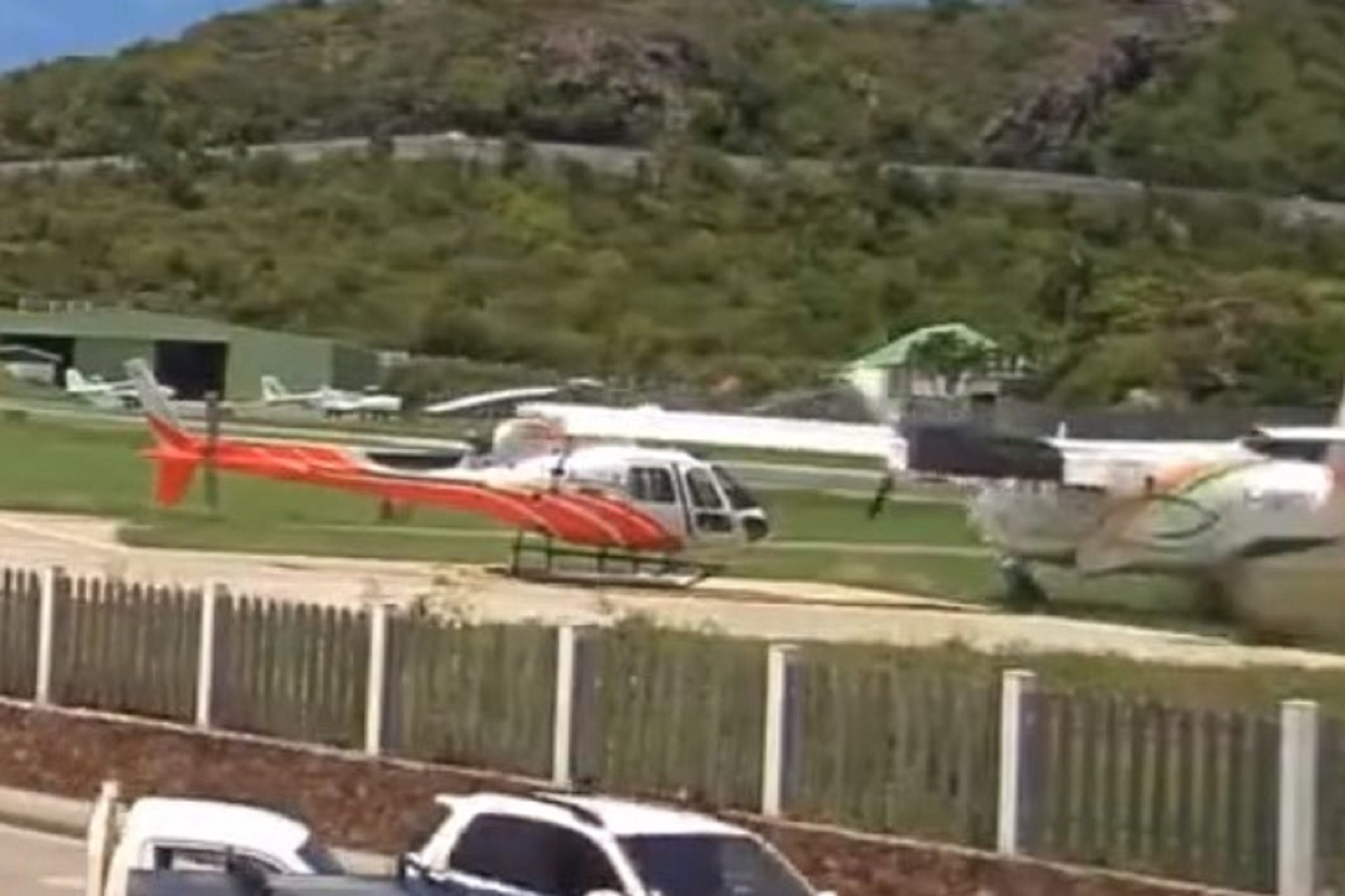 Air Antilles Twin-Otter smashes into helicopter: video