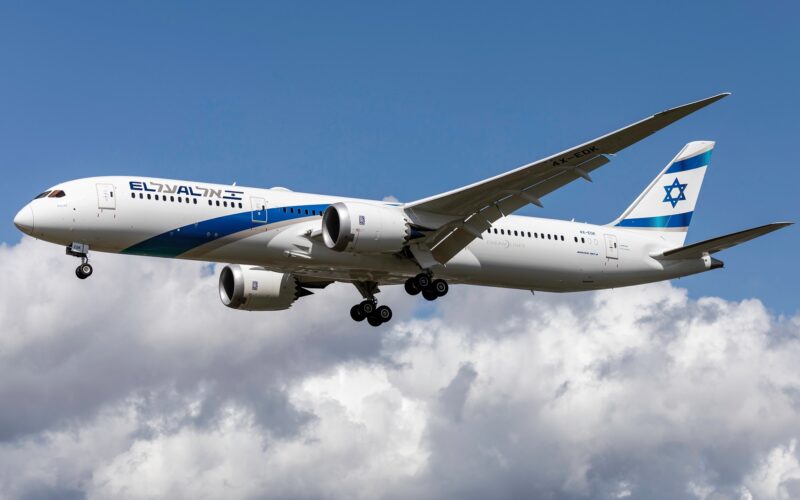 El Al flight in the air as it travels to a destination