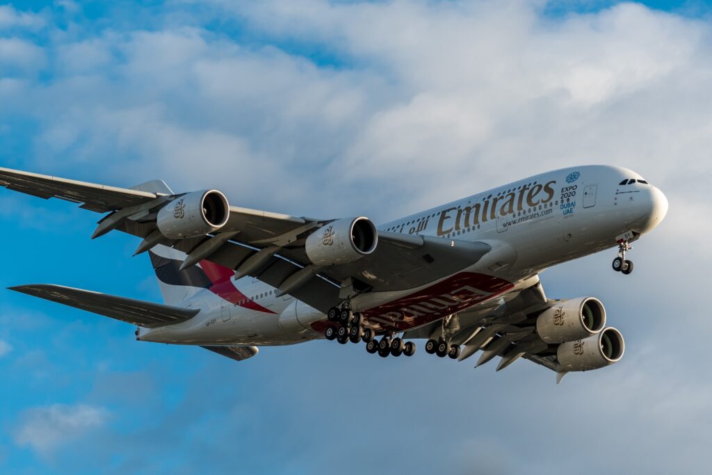 Emirates A380 on approach