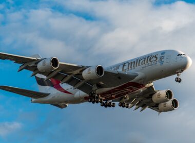 Emirates A380 on approach