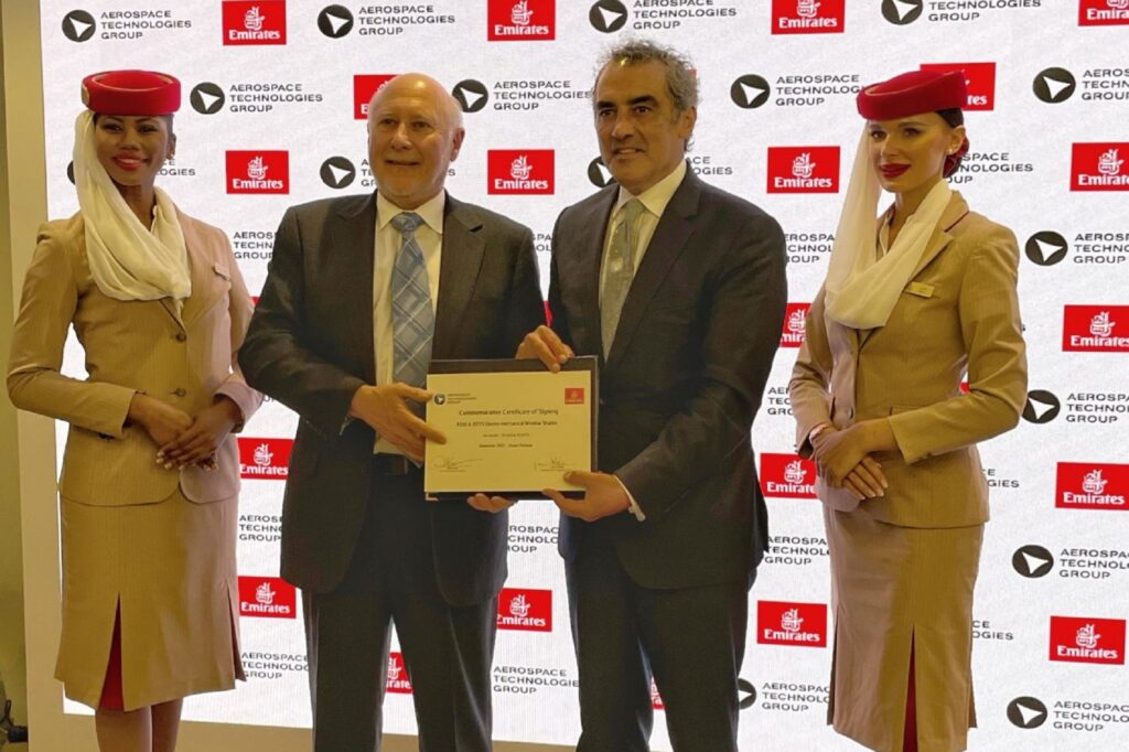 Emirates ATG aerBlade signing Dubai Airshow