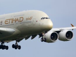 Etihad Airways first Airbus A380 out of storage arrived at Abu Dhabi International Airport AUH