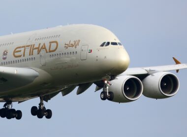 Etihad Airways first Airbus A380 out of storage arrived at Abu Dhabi International Airport (AUH)