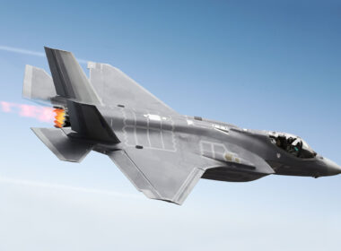 F35 Fighter jet at supersonic speeds.