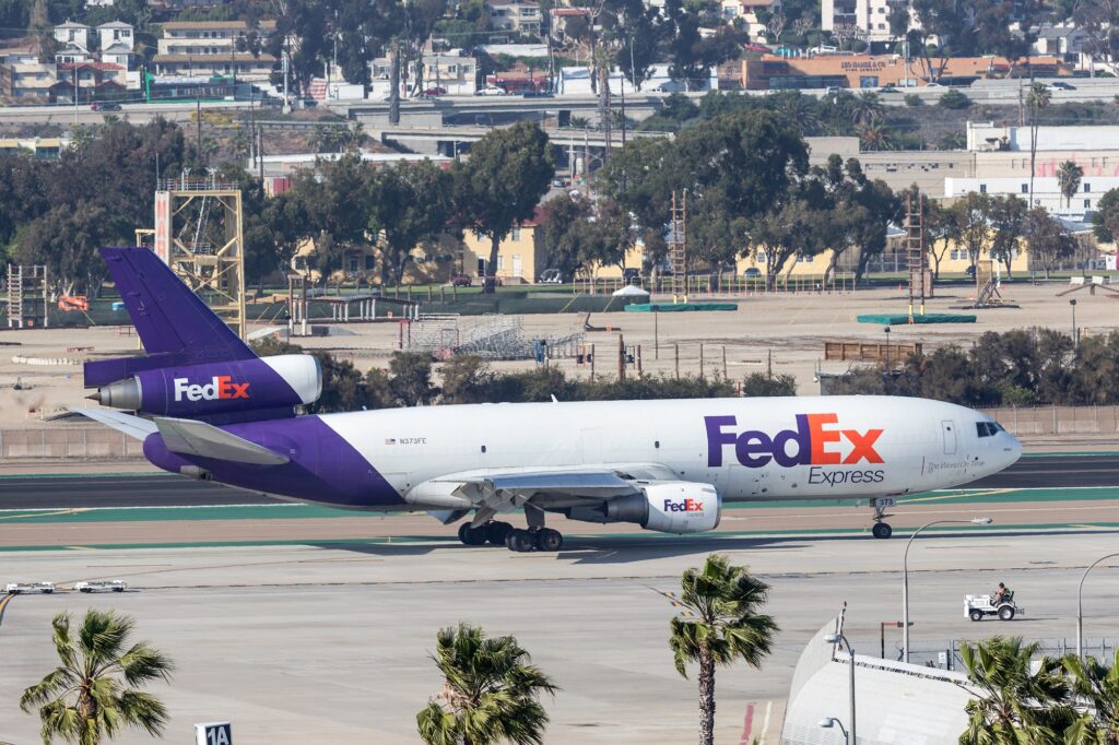FedEx Express McDonnell Douglas MD 10 at San Diego International Airport SAN FedEx Express MD 10s inactivity could hint that the aircraft are heading into early retirement