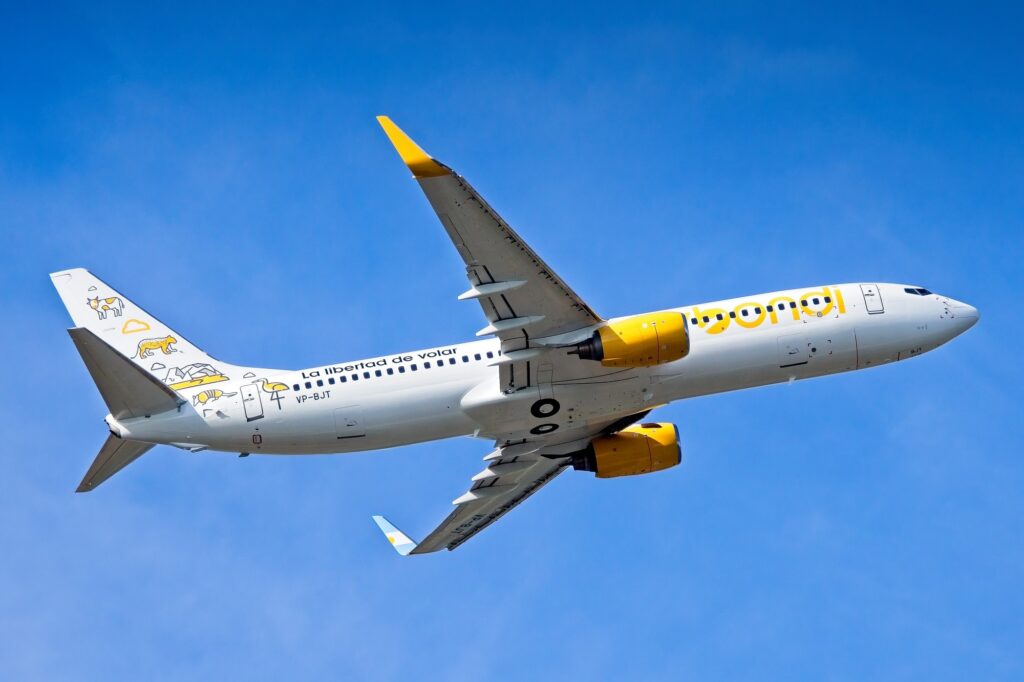 Flybondi Boeing 737-800 (VP-BJT) taking off from Kuala Lumpur International Airport on ferry flight to Argentina