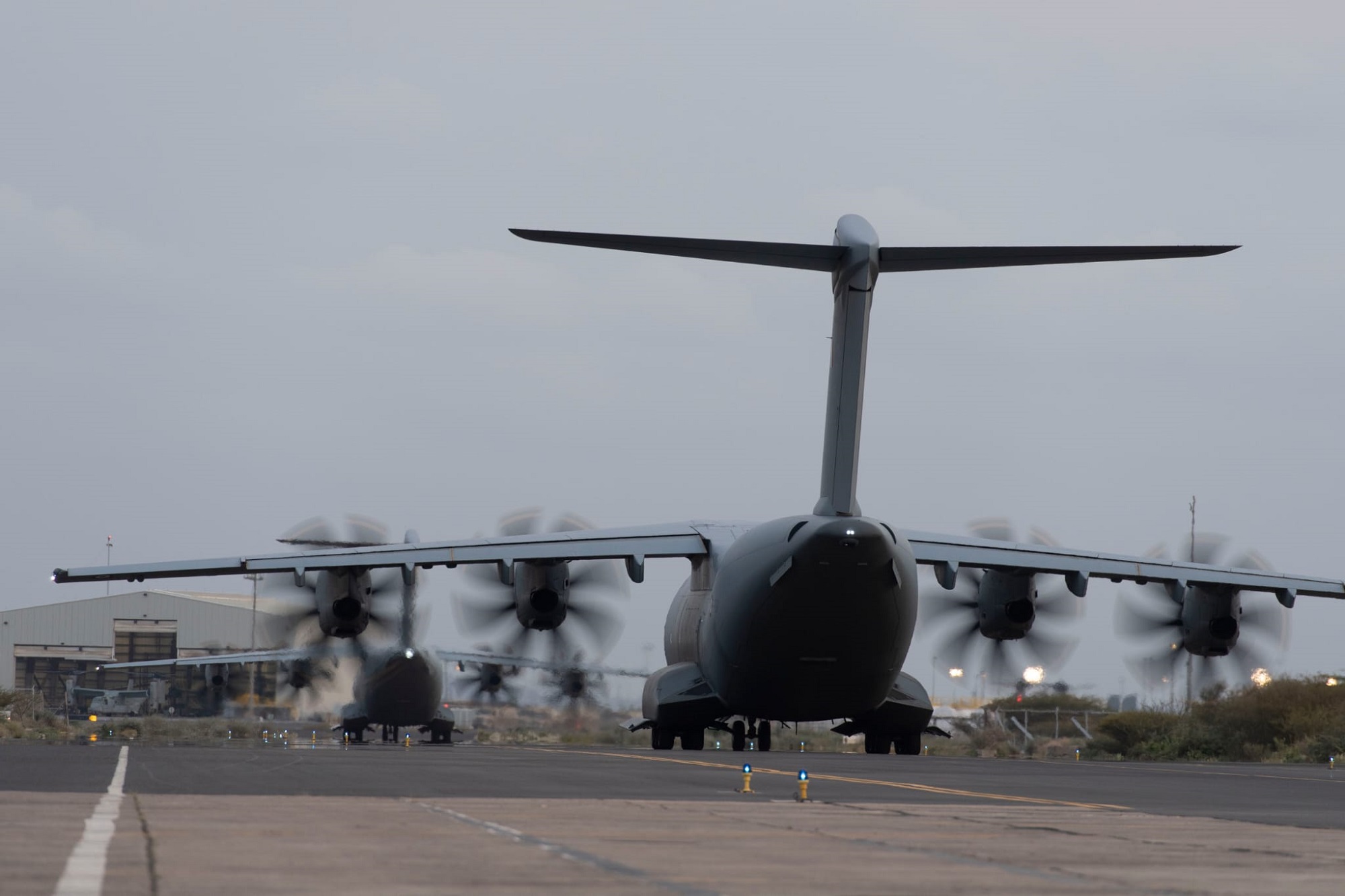 French A400M transport aircraft in Djibouti