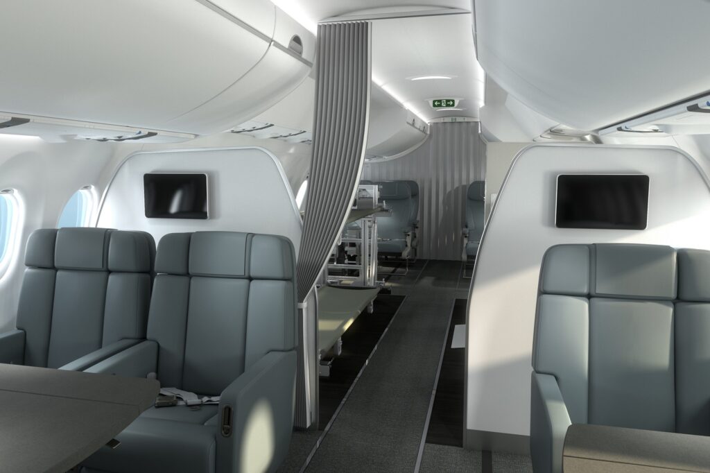 Lufthansa Technik unveiled a cabin designed for government focused operations of the ACJ TwoTwenty