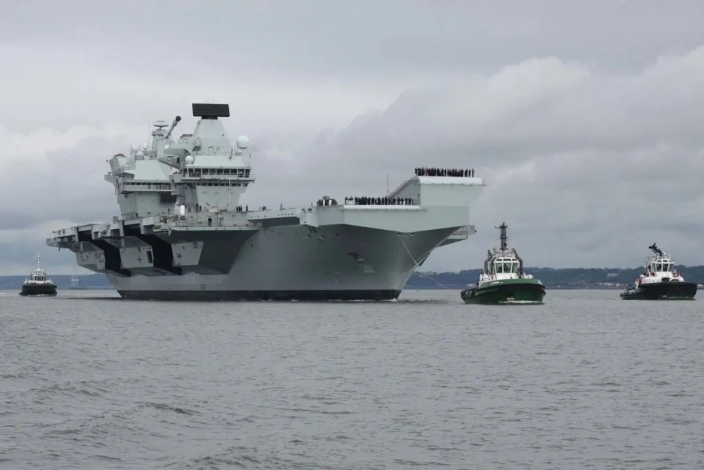 HMS Queen Elizabeth departing Rosyth for sea trials HMS Queen Elizabeth departing Rosyth for sea trials