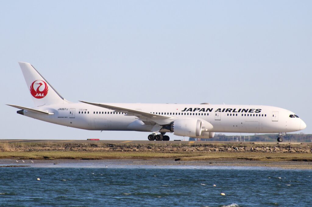 Japan Airlines Boeing 787 at Boston Logan International Airport BOS Japan Airlines is looking to order more Airbus A321neos and Boeing 787s for its fleet