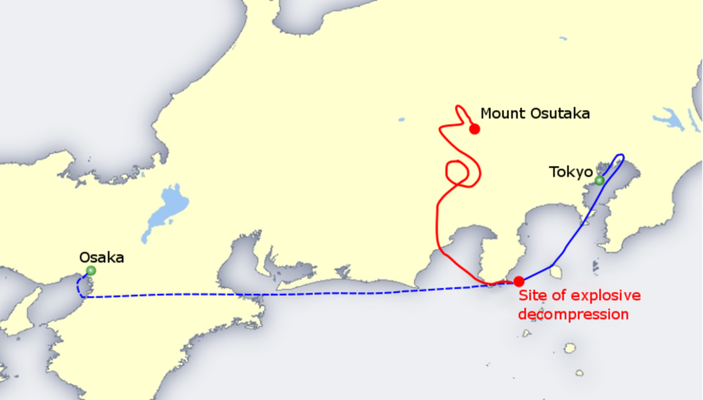 Route of Japan Airlines Flight 123