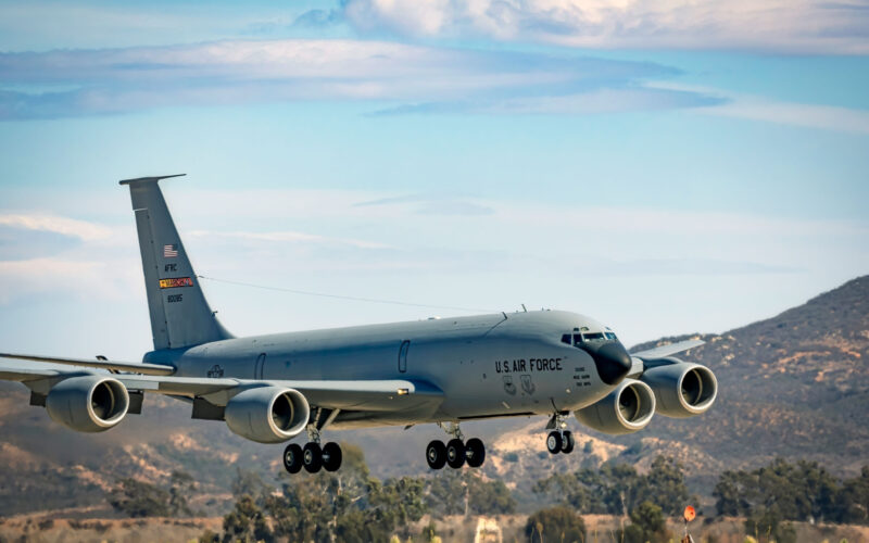 KC-135 Stratotanker lands at the 2022 Miramar Airshow