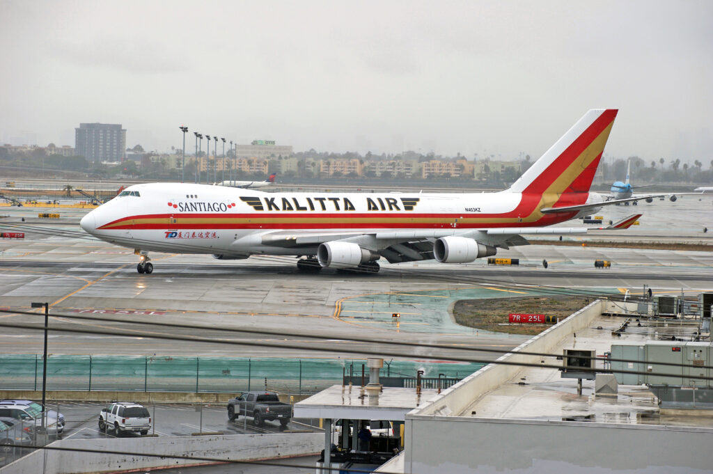 A Kalitta Air Boeing 747 veered off the runway at NGB
