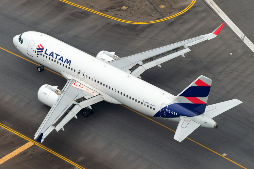 Aerial view of LATAM Airbus A320 NEO 