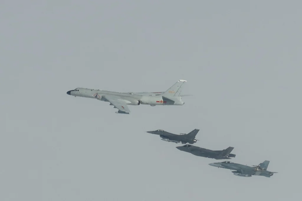 NORAD fighters intercepting a Chinese H 6 strategic bomber NORAD fighters intercepting a Chinese H-6 strategic bomber