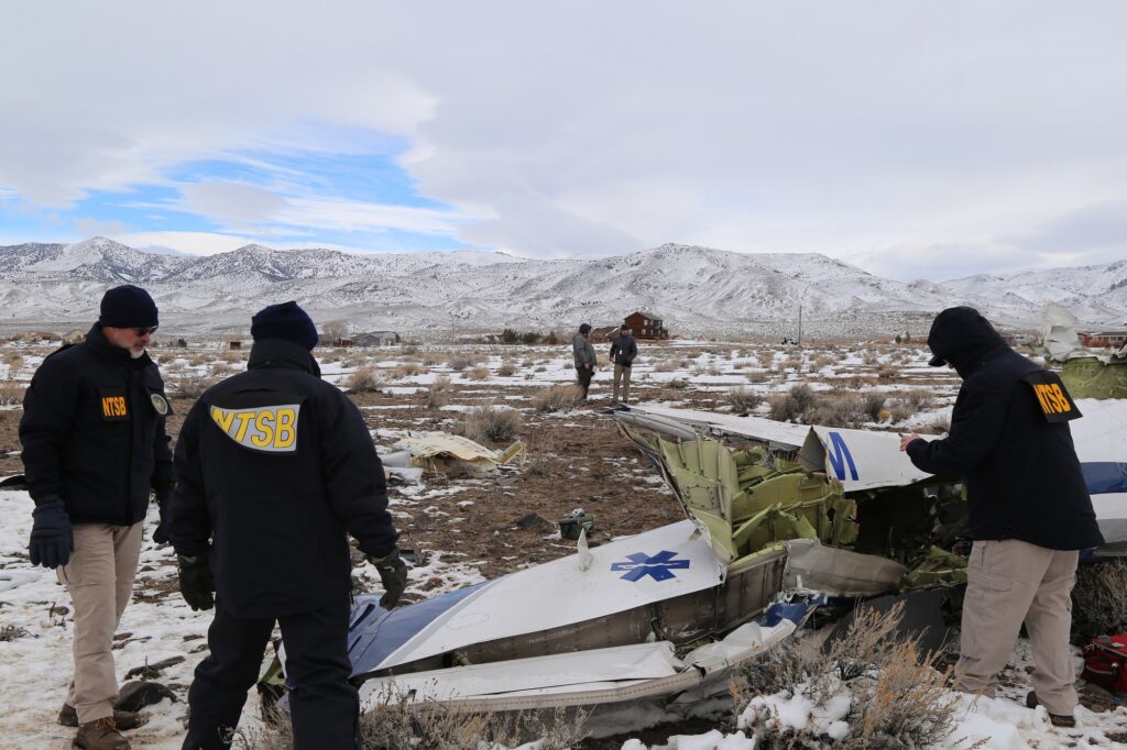 NTSB investigators look over plane wreckage in Nevada
