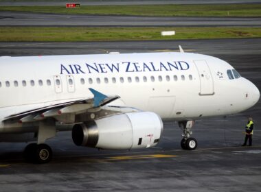 Air New Zealand plane on the tarmac at Auckland Airport