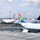 O.R. Tambo International Airport, international airlines Lufthansa, Air France A380, South African Airways A340