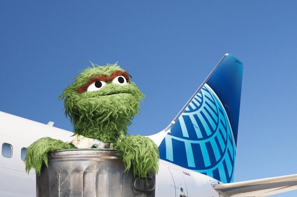United Airlines taps into the experience of Oscar the Grouch to educate the flying public about SAF