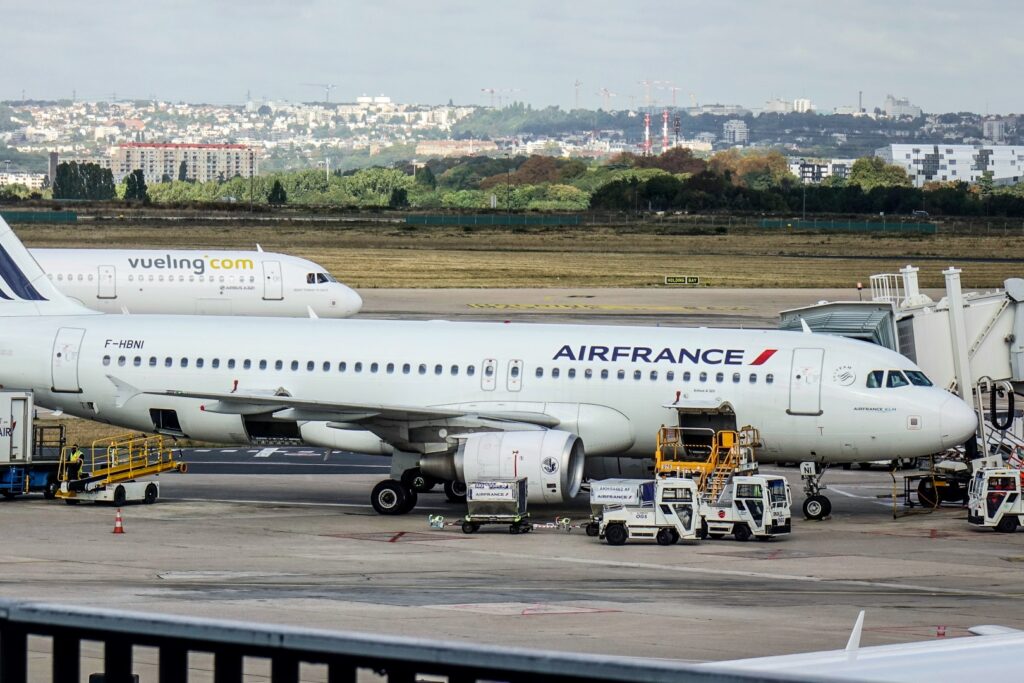 Passenger airplanes docking at Paris Orly Airport (ORY). Orly is the second busiest French airport (1)