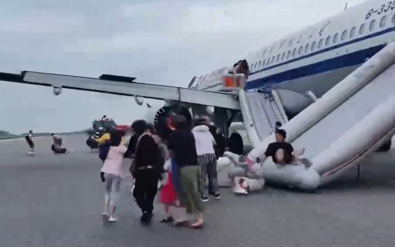 Air China passengers were forced to evacuate the Airbus A320neo after its left-hand side engine caught fire