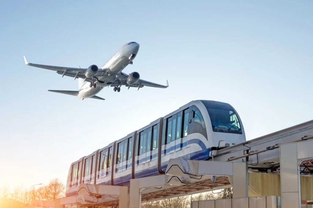 Aircraft and monorail train Aircraft and monorail train