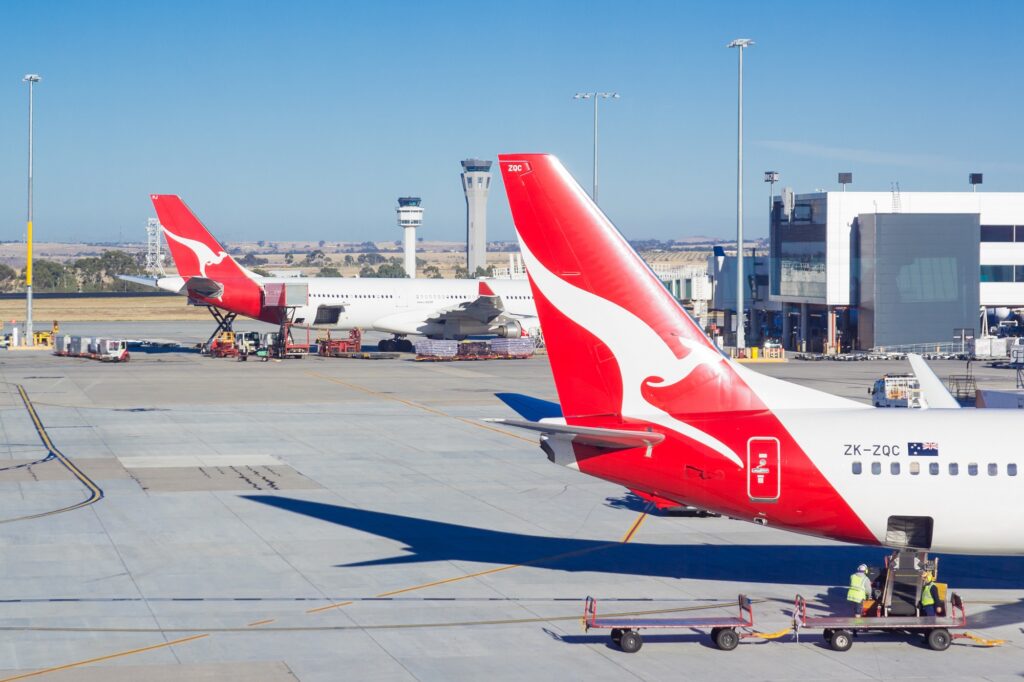 Qantas aircraft at their gates at Melbourne Airport MEL Qantas finalizes an agreement for nine Airbus A220 aircraft