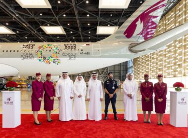 Qatar Airways livery Airbus Expo 2023 Doha