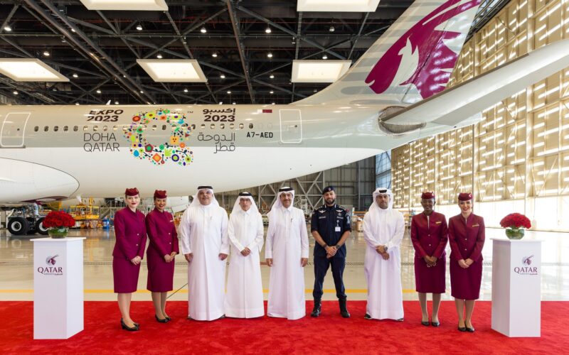 Qatar Airways livery Airbus Expo 2023 Doha
