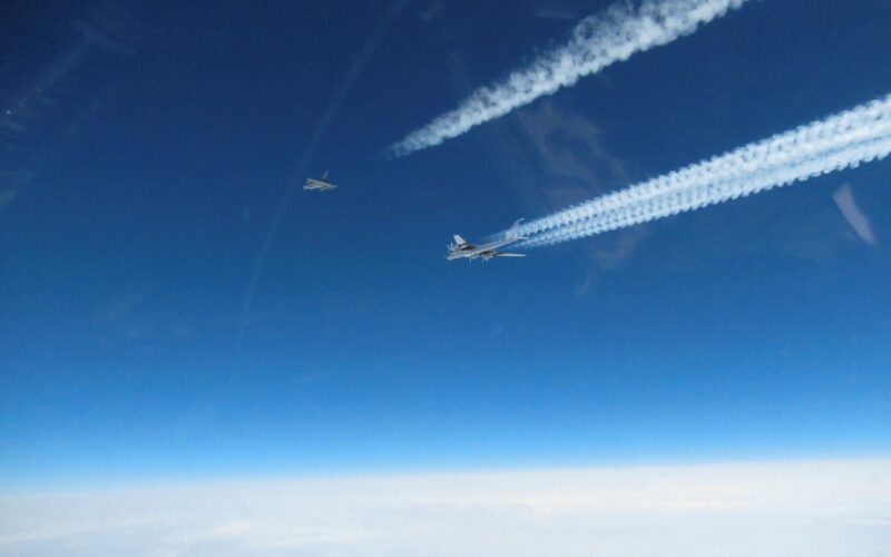 RAF fighter jet and Russian aircraft