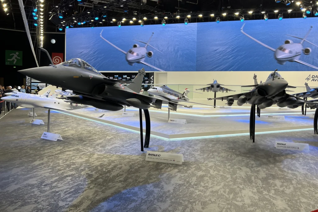 Rafale models at Dassault Aviation stand during Paris Air Show 2023 Rafale models at Dassault Aviation stand during Paris Air Show 2023