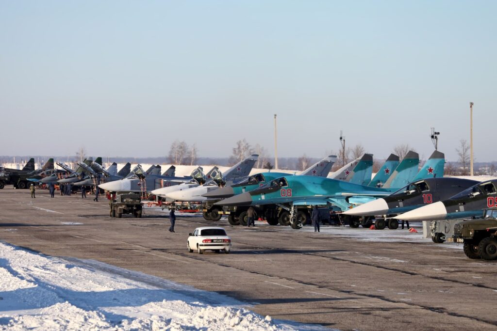 Russian military aircraft lined up