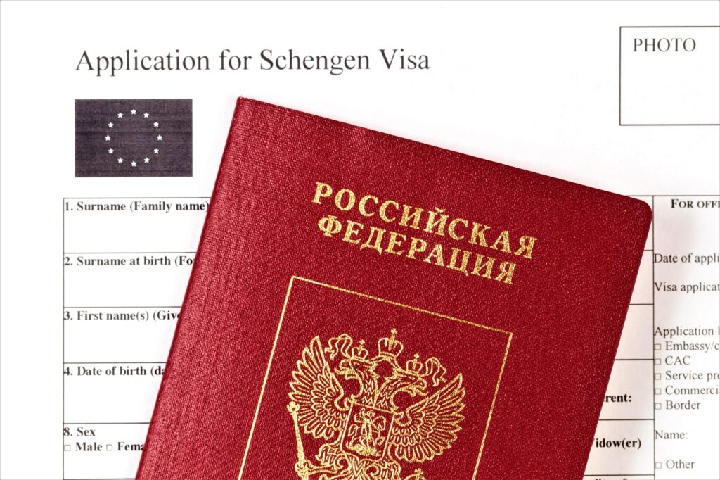 Russian travel passport and application for visa