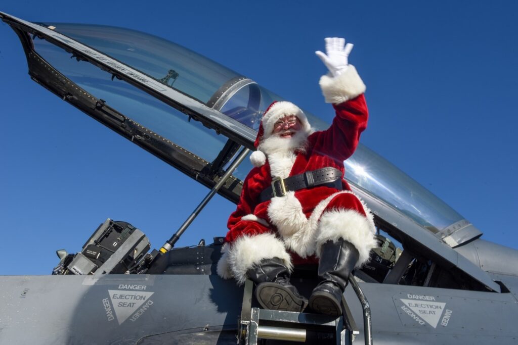 Santa in a fighter jet Santa in a fighter jet