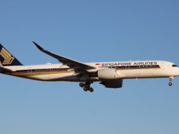 Singapore Airlines Airbus A350 900ULR Ultra Long Haul passenger aircraft was about to land on New York John F Kennedy International Airport JFK