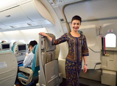 Singapore Airlines crew member on board of Airbus A380