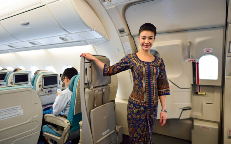 Singapore Airlines crew member on board of Airbus A380