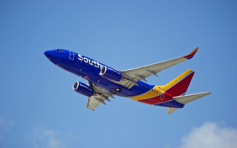 Southwest Airlines Boeing 737 aircraft is airborne as it departs Los Angeles International Airport.