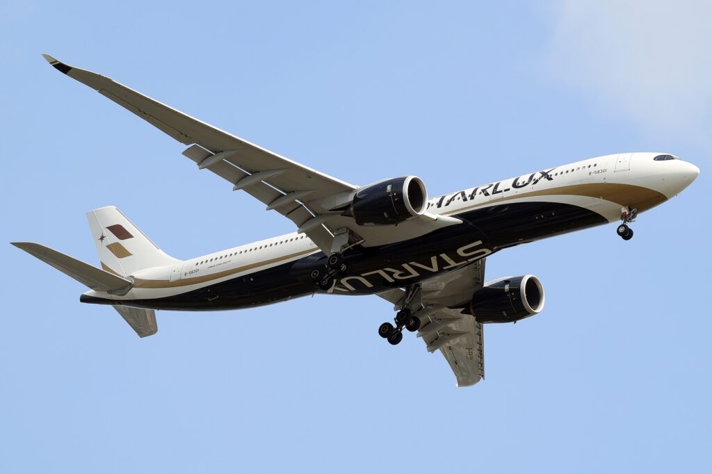 Starlux Airlines Airbus A330neo landing at Bangkok Suvarnabhumi Airport BKK Starlux Airlines ambitions to fly to New York is being impacted by Airbus delivery delays