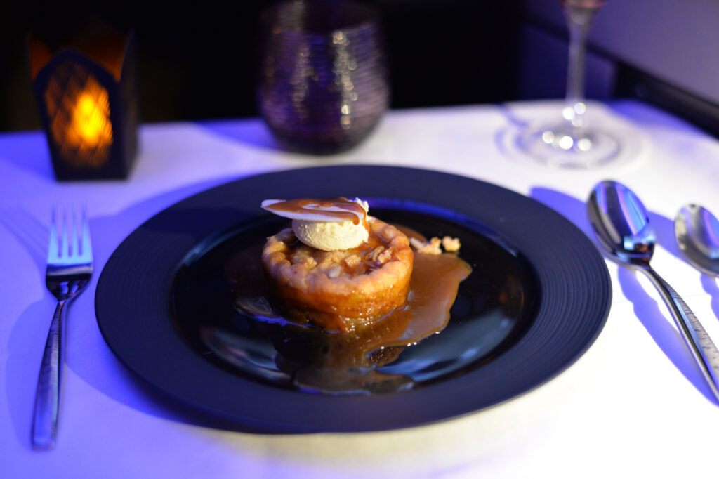 Sticky Toffee Pudding, Qatar Airways Business Class Dessert 